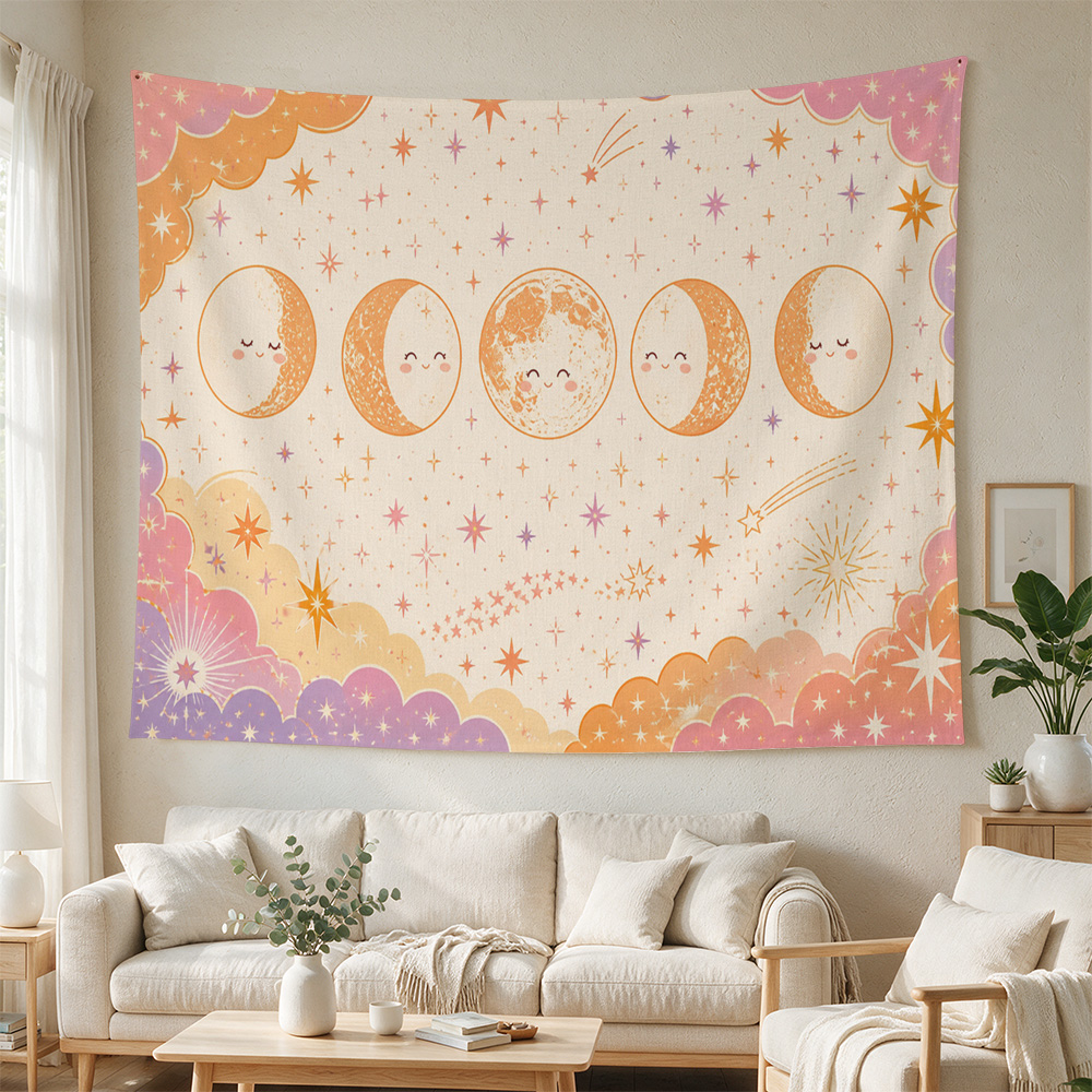 Baby Nursery Modern - Sevimli Ay Yıldız Galaksi Desenli Duvar