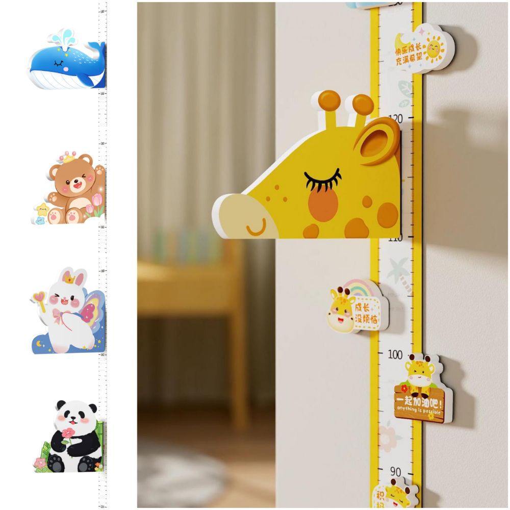 Growth Chart Ruler - 3D Çizgi Film Hayvan Çocuk Boy
