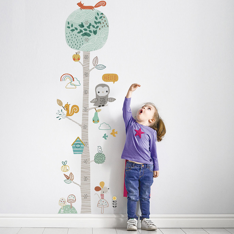 Growth Chart Ruler - Karikatür orman hayvan ağacı yükseklik ölçüsü