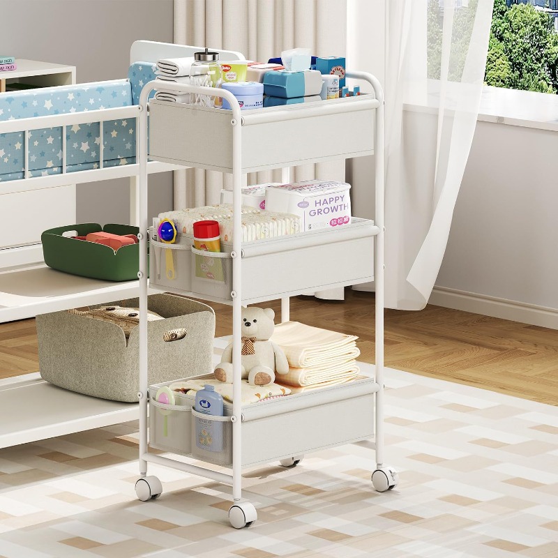 Baby Nursery Cart - 3 Katlı Tekerlekli Bebek Bezi Arabası,