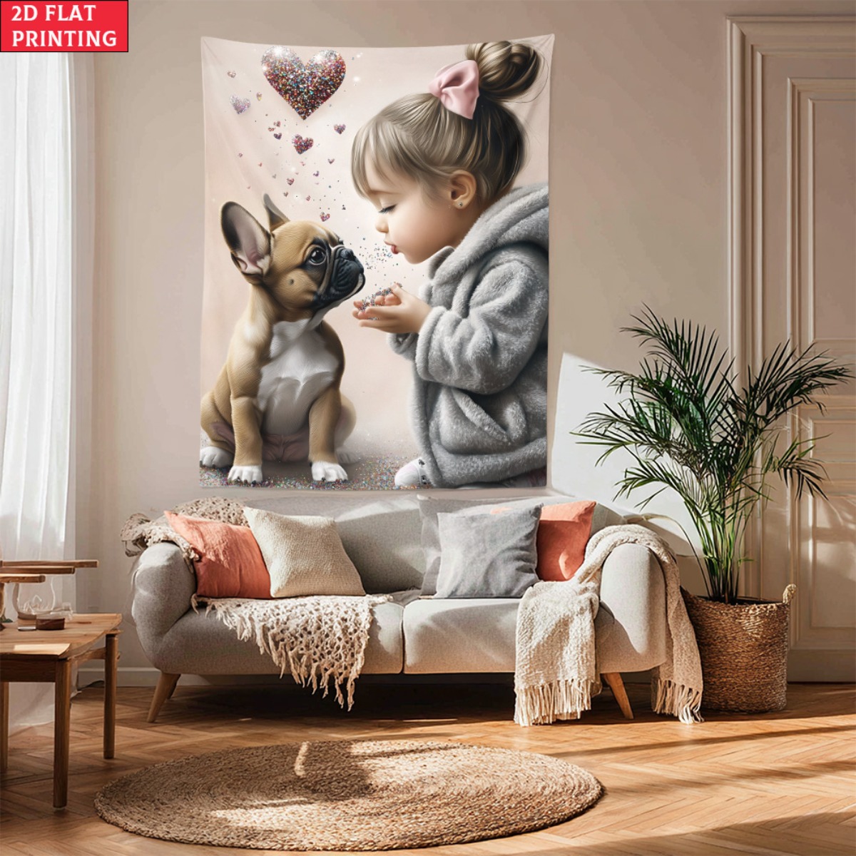 Baby Nursery Modern - Fransız bulldog yavrusu ile kız kalp