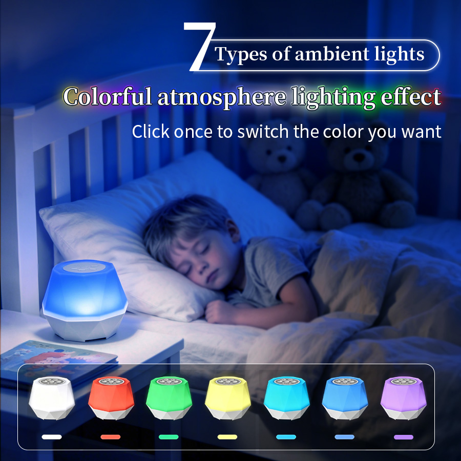 Baby Nursery Lamp - 7 Renk Beyaz Gürültü Fonksiyonlu Gece