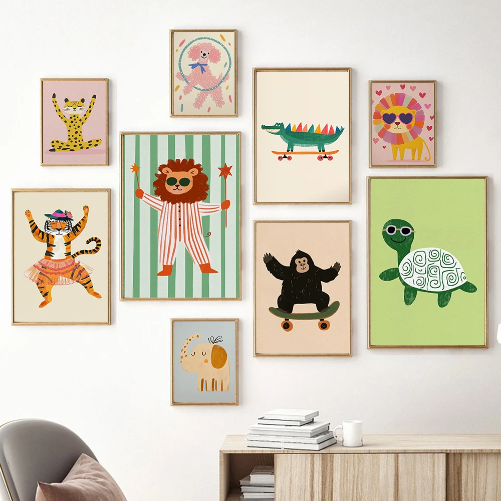 Baby Nursery Frames - Çerçevesiz Minimalist Kanvas Posterler Yoga Leopar
