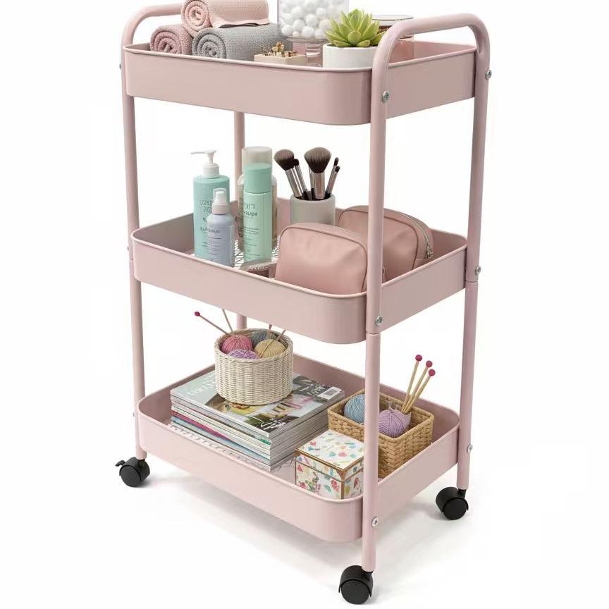 Baby Nursery Cart - 3 Katmanlı Tekerlekli Depolama Arabası, Kilitlenebilir