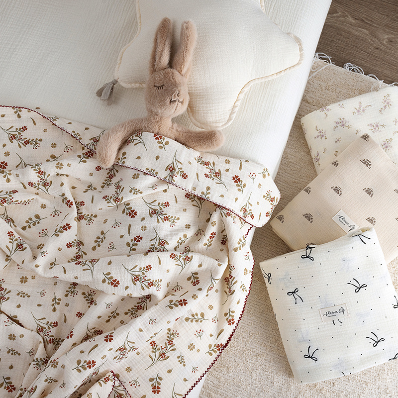 Baby Girl Nursery Quilt - Muslin Bebek Kundak Battaniyesi Yenidoğan Çiçekli