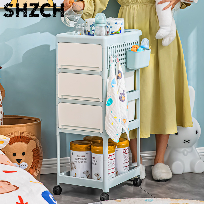 Baby Nursery Cart - Krem Rengi Mobil Saklama Arabası, Bebek