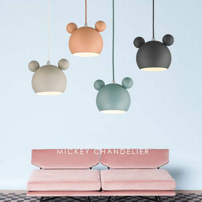 Baby Nursery Lamp - Modern Mickey Kolye Işıkları Renkli Demir