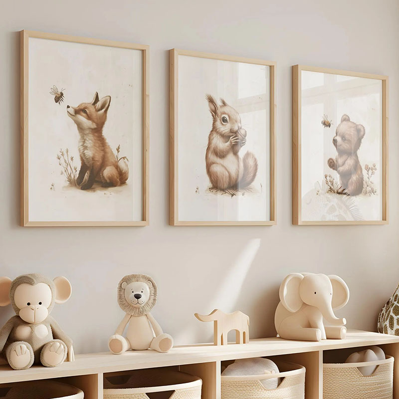 Baby Nursery Modern - Ayı Tavşan Tilki Geyik Sincap Fare