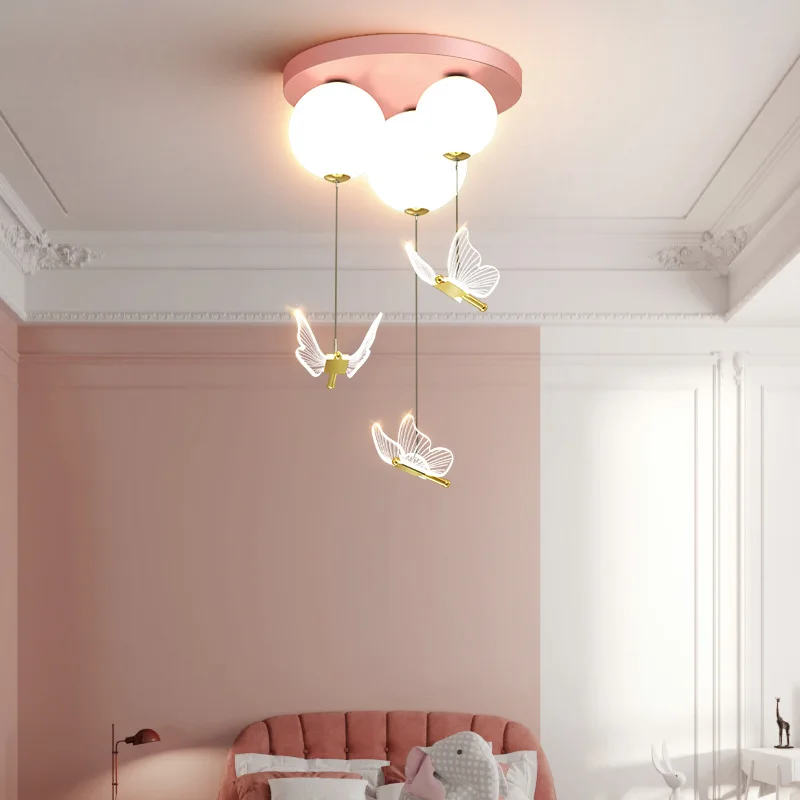 Baby Nursery Lamp - Balon Kelebek LED Tavan Lambası, Kızlar