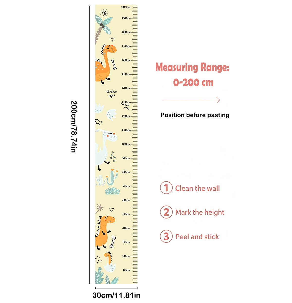 Çizgi Film Kaktüs Dinozor Boy  - Growth Chart Ruler incelemesi ve fiyatı