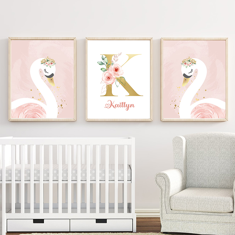 Pembe taç kuğu altın özelleşti - Baby Nursery Name Letters incelemesi ve fiyatı