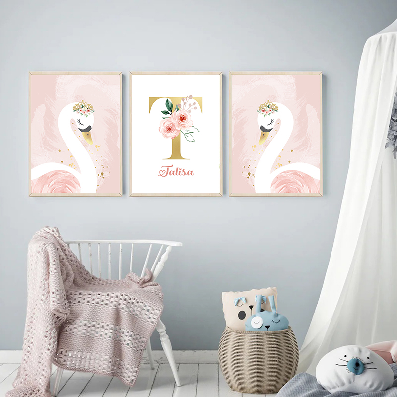 Pembe taç kuğu altın özelleşti - Baby Nursery Name Letters incelemesi ve fiyatı