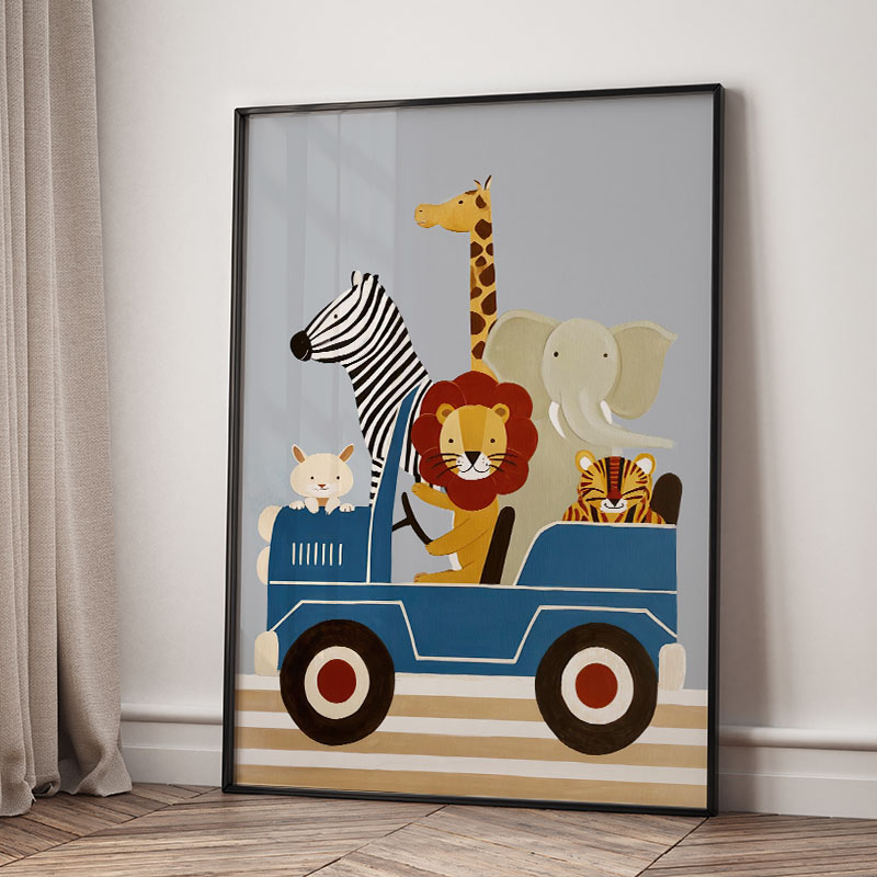 Komik Karikatür Hayvan Araba B - Baby Nursery Modern incelemesi ve fiyatı